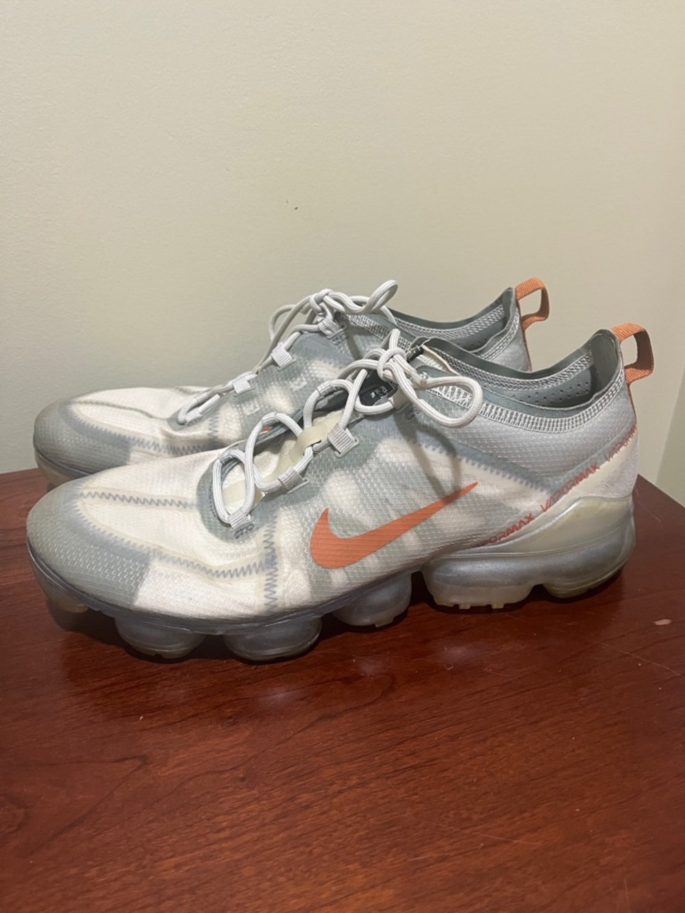 Nike Air Vapor Max  2019 Sneakers - White & Orange Accents